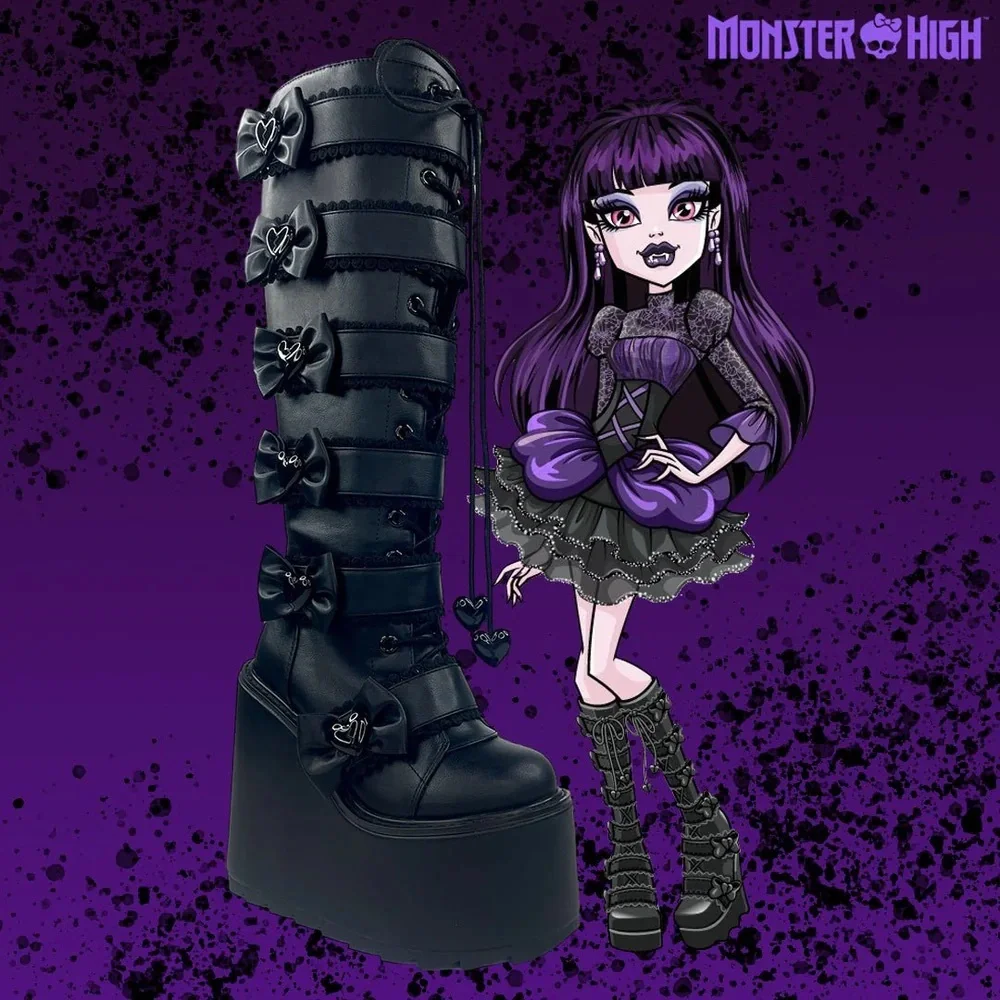 Dune Elissa Bat (size 11) Platform Blackout Monster High YRU Strange Cult boots - Picture 8 of 10